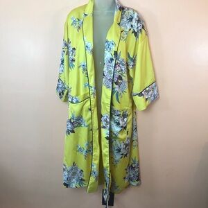 Topshop Yellow Heron Print Kimono Robe Women 6